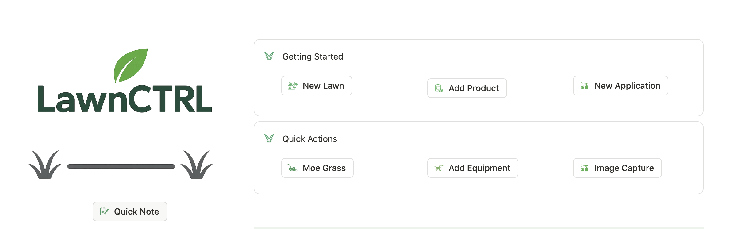 LawnCTRL Dashboard with Quick Actions