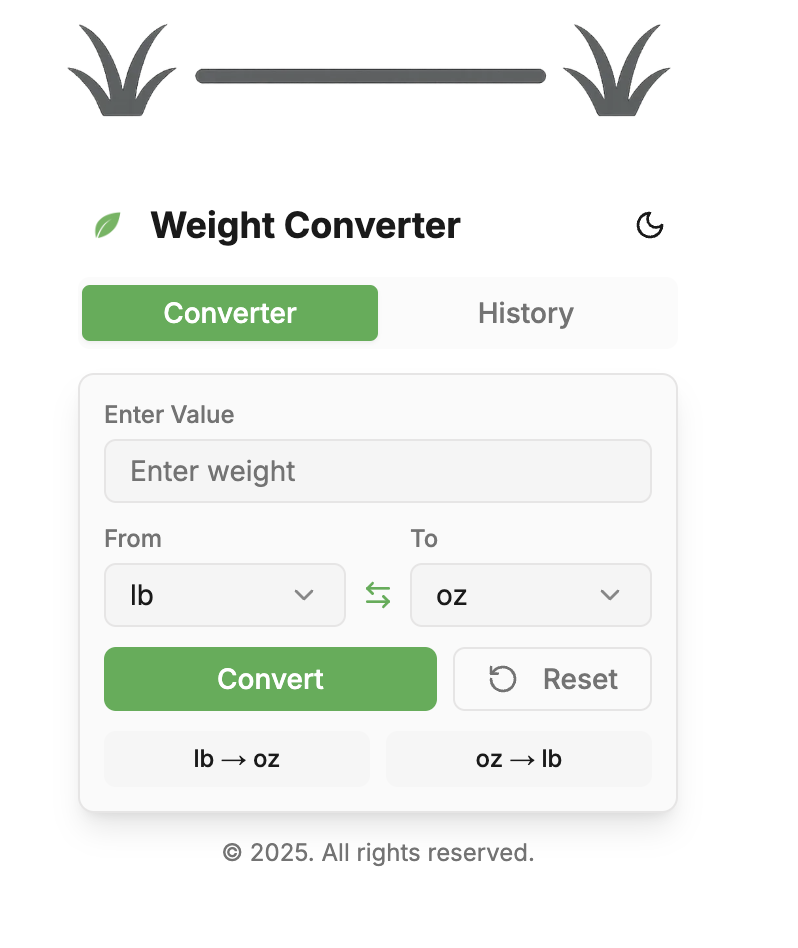 Weight converter tool